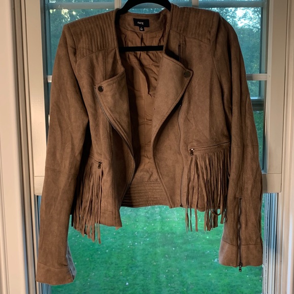FATE Suede Cropped Moro Fringe Jacket - Picture 1 of 4
